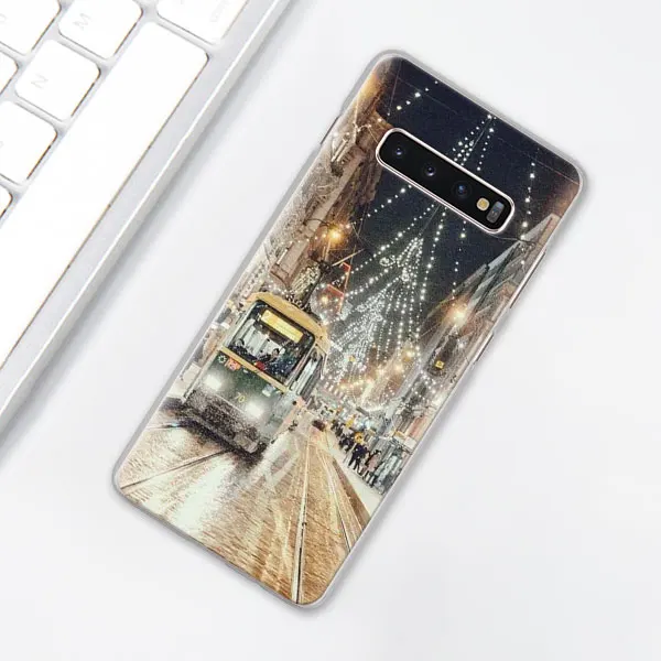 008 Пейзаж Зима светильник снег чехол для телефона для samsung Galaxy S10e S10 плюс S7 S8 S9 Plus Note 8 9 M10 M20 M30 жесткий чехол Coque - Цвет: 008