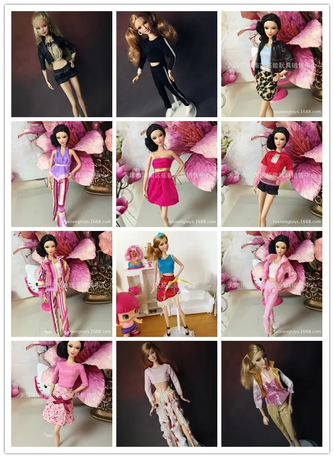 Аксессуары для детских кукол 30 предметов = одежда + обувь вешалки разноцветные