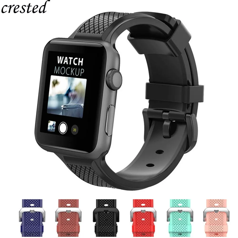 Силиконовый ремешок для Apple Watch band 44 мм 40 iWatch 42 38 мягкий ромбовидный браслет часов