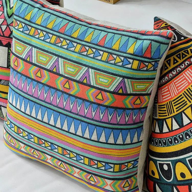 Разноцветная Геометрическая Подушка абстрактная хлопковая льняная наволочка