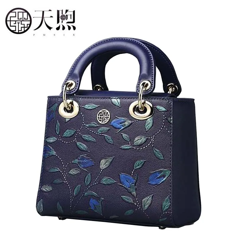 Pmsix 2020 New women Genuine Leather bag famous brand handbags Luxury Embossed small fashion leather | Багаж и сумки