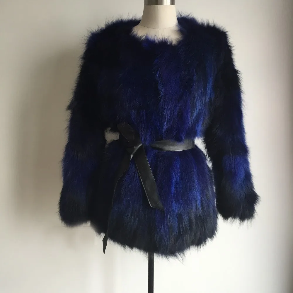 Модное роскошное пальто из лисьего меха на заказ куртка 100% натурального енота