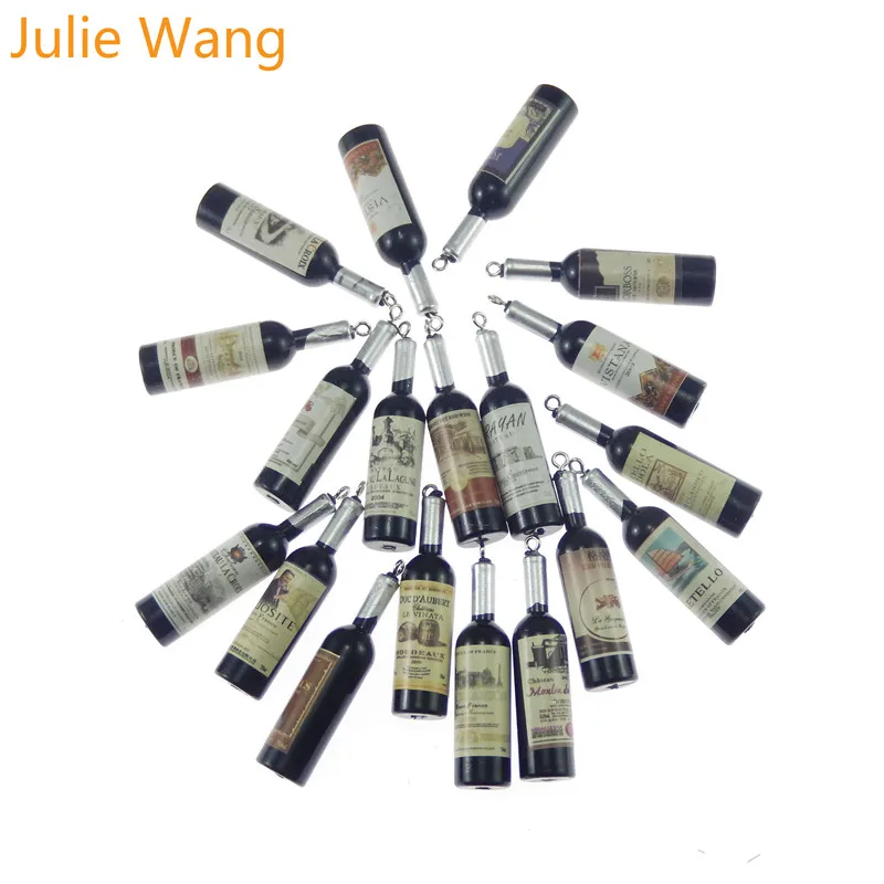 Julie Wang, 10 шт., Черная смола, шарм, имитация милой бутылки вина, подвески, подвески для ювелирных изделий, ожерелья, серьги, аксессуары