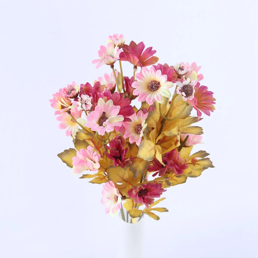 pink red flowers 35 голов маленькие шелковые искусственные цветы подсолнухи осеннее украшение стола для дома осень Гербера ромашка желтый искусственный букет цветов - Цвет: pink red flowers