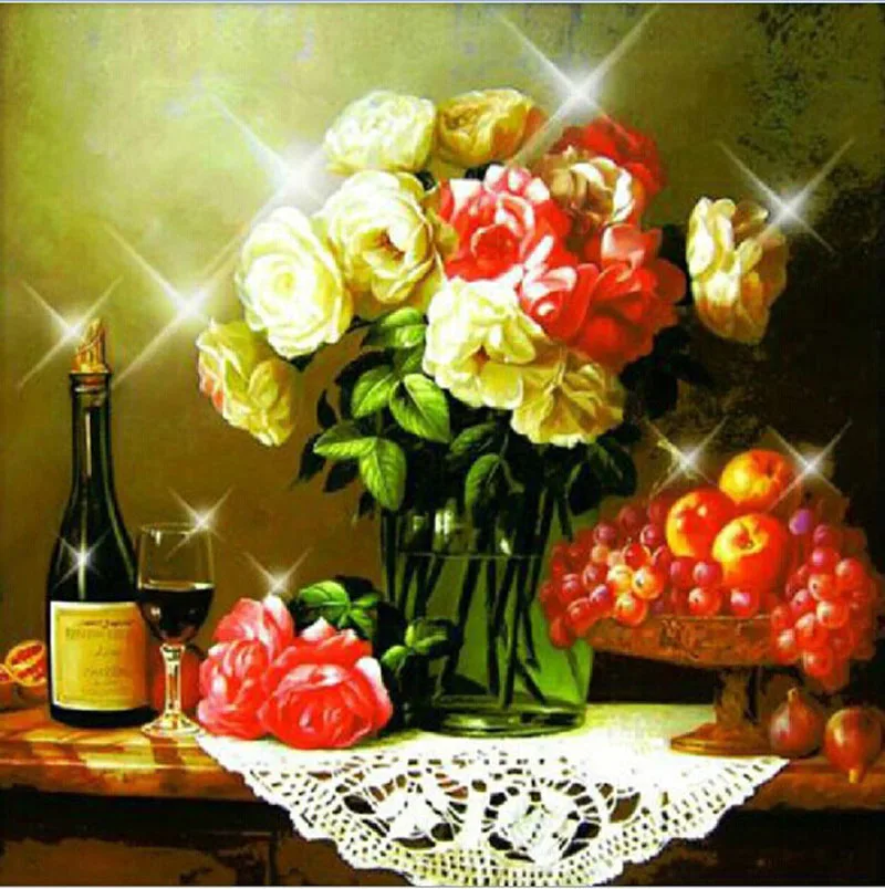 Стразы пластиковые поделки алмазная ваза для бутылки вина с фруктовым