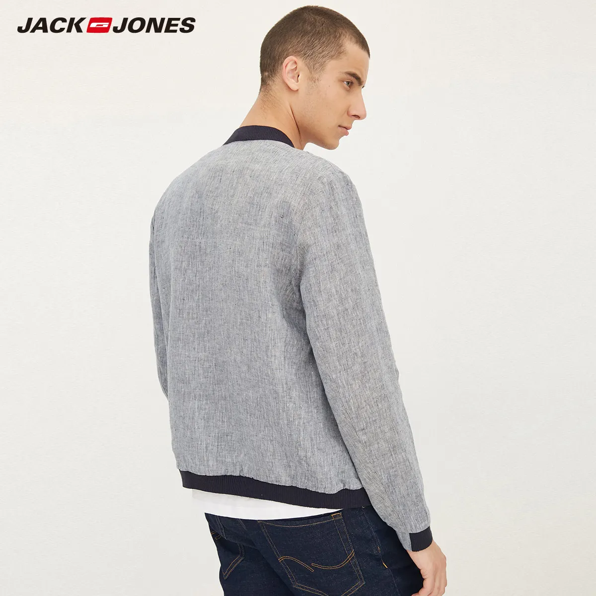 Мужская бейсбольная куртка JackJones из 100% льна с воротником куртка-бомбер верхняя