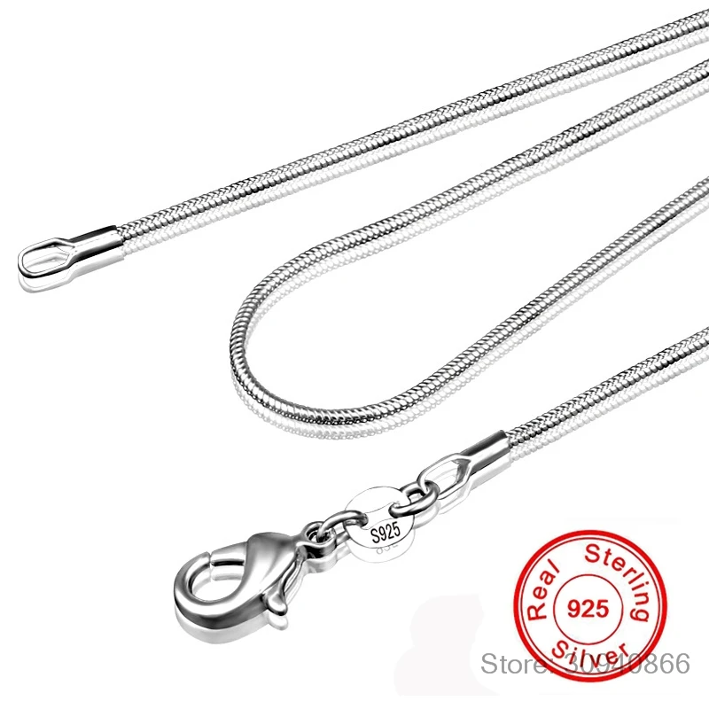 

925 Stamp Silver Color necklace women, silver fashion jewelry Snake Chain 1mm Necklace 16 18 20 22 24"