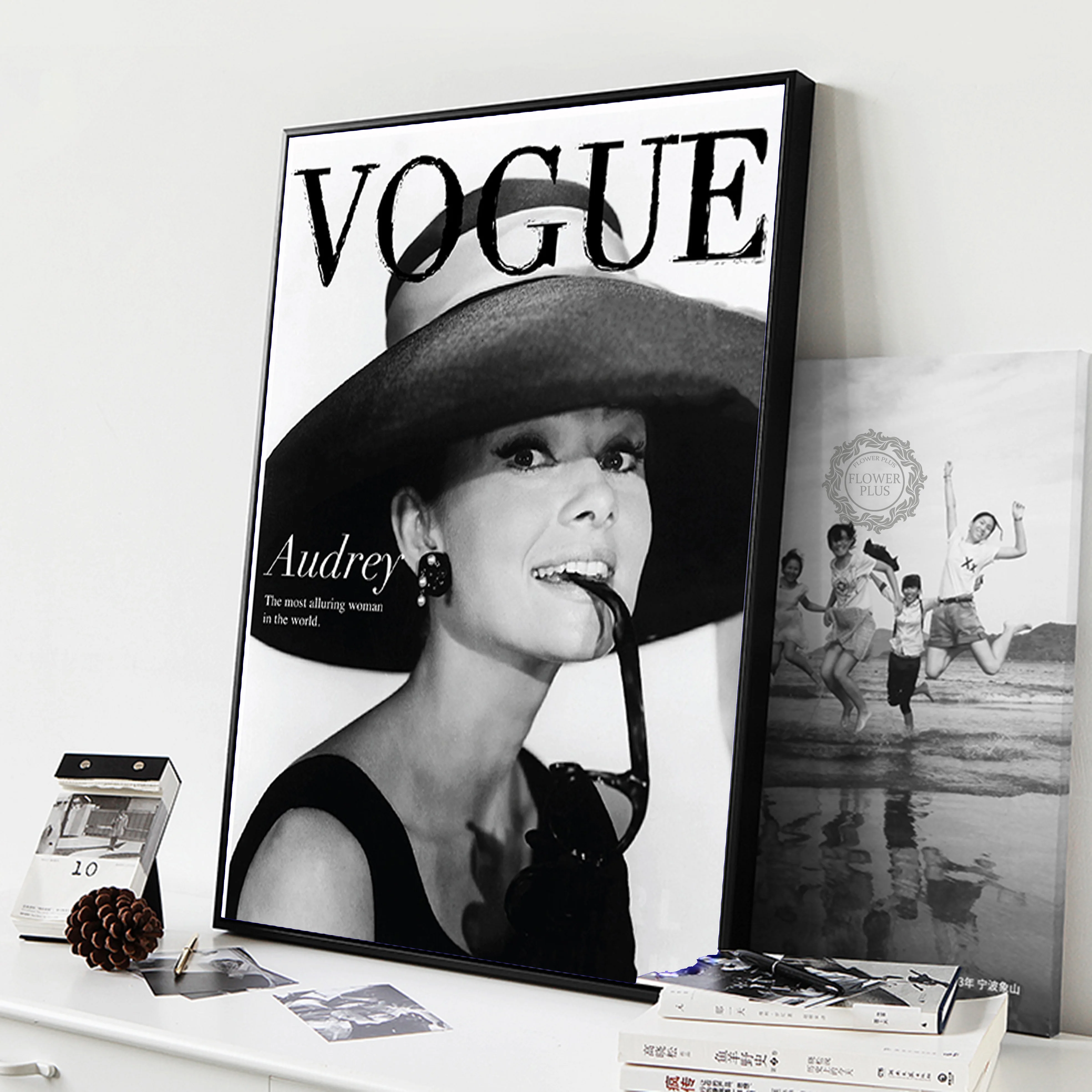 Куадрос салон Vogue Хепберн Плакаты и печать на холсте картина Черный белый Wall Art
