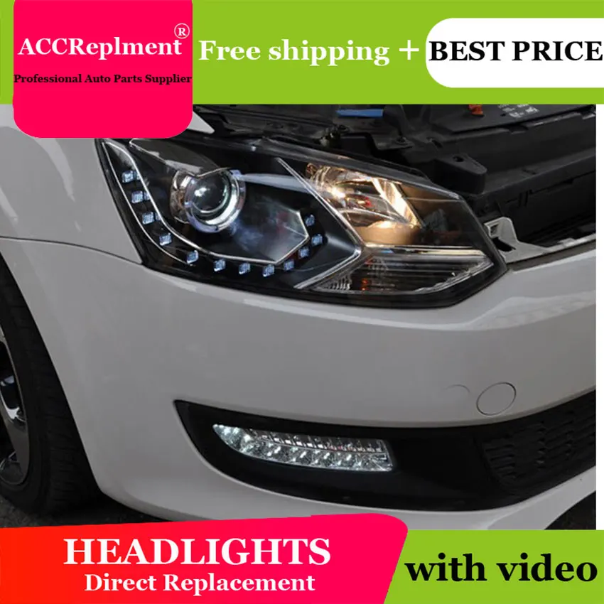 Авто. PRO для vw polo фары 2011-2014 bi xenon объектива стайлинга автомобилей H7 парковка