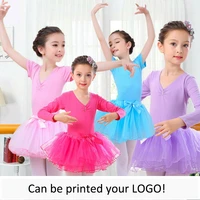 free shipping childrens dancers girls exercises long sleeves or short sleeve ballet leotard with skirt adult size available