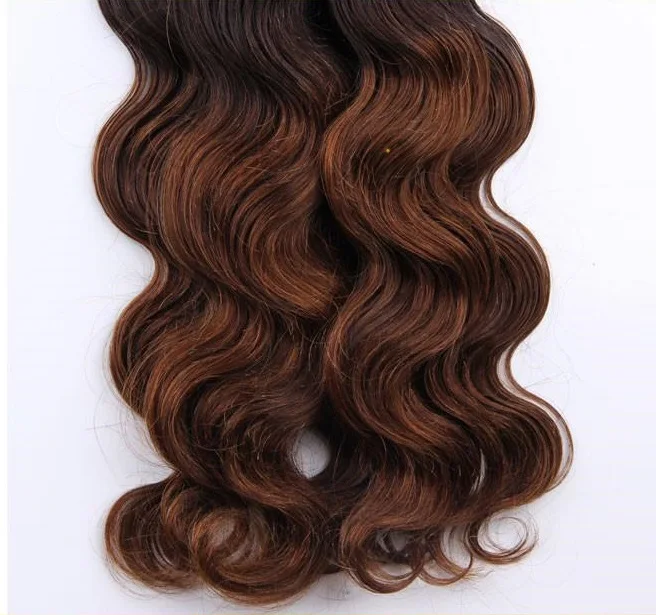 3 пучки два тона ломбер реми волос цвет 1b / 4 объемная волна класс AAAAA qualty