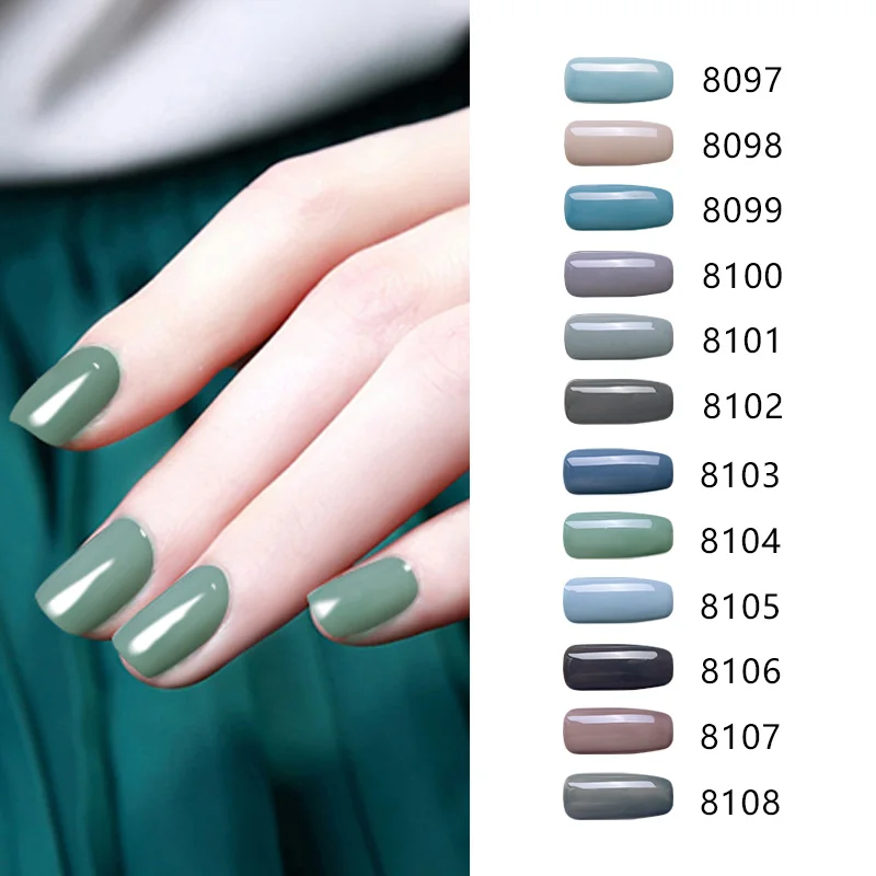 Modelones 12 шт./лот телесного цвета Серый цвет серии УФ лака набор Soak Off французский