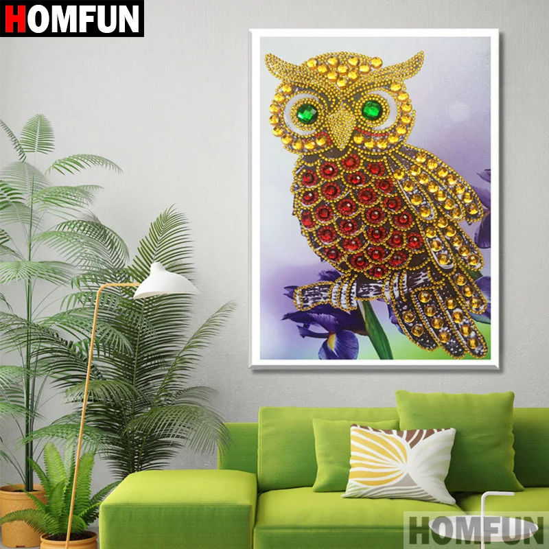Алмазная живопись HOMFUN 5D сделай сам особой формы мультяшная сова рукоделие 3d