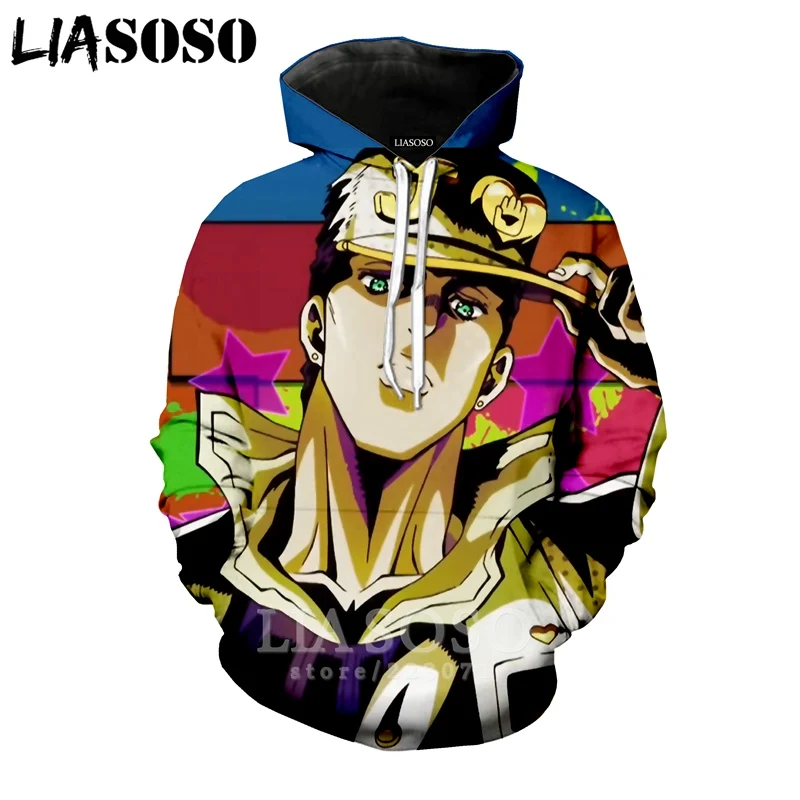 3 LIASOSO зима для мужчин женщин Kujo Jotaro Толстовка 3D принт аниме JoJo Необычные Приключения толстовки с длинным рукавом Топ пуловер B051-08 - Цвет: 3
