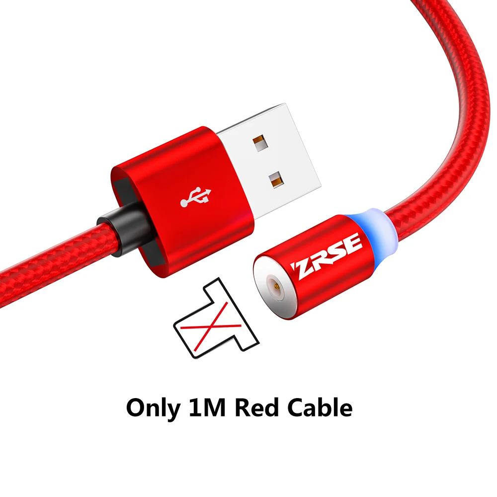 Only Red Cable ZRSE Магнитный Micro USB кабель для iPhone XS Max XR X 8 7 Plus type C кабели 3 в 1 светодиодный USB-C мобильный провод для зарядного устройства для Redmi - Цвет: Only Red Cable