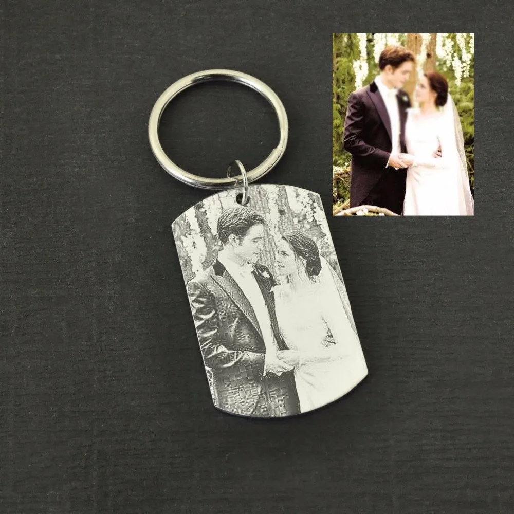 Personalized Wedding Photo Keychain Wife Gift Dog Tag Engraved Picture Pendant Anniversary Spouse Present | Украшения и