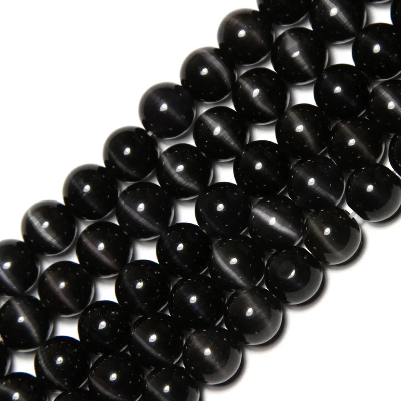 

round black crystal cat eye beads DIY loose beads spacer beads for jewelry making for bracelet making strand 15" wholesale !