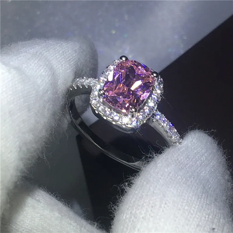 

choucong Charm Party Ring Cushion cut 5A Zircon Stone 925 Sterling Silver Engagement Wedding Band Rings for women Jewelry