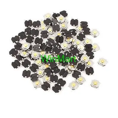 100x Мгновенный Тип Тактильные Кнопочный Переключатель 4 Pin SMD Для Поверхностного