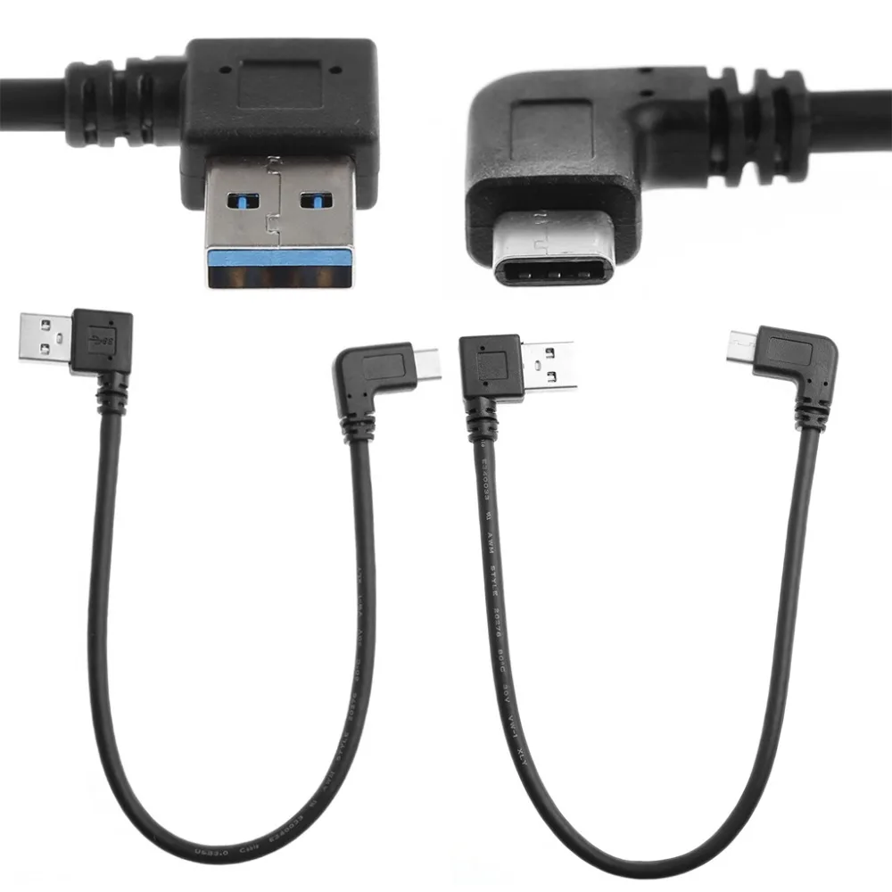 USB 3 0 тип A к USB3.1 Тип C левый/правый угол 90 градусов папа мужчине Кабель адаптер