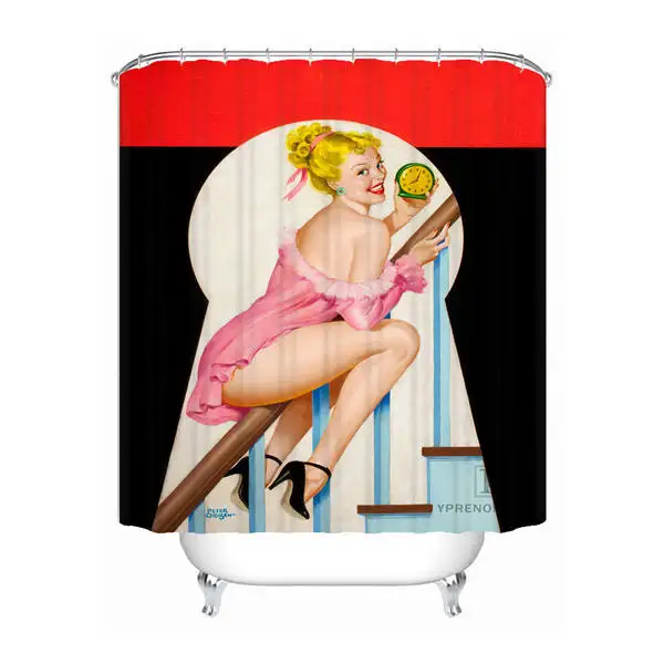 Ванна Шторы для Ванная комната пользовательские Pin Up гриль Духи Декор для дома душ Шторы Водонепроницаемый ткань крючки#180417-01-70 - Цвет: Shower Curtain
