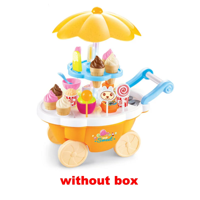 yellow without box QWZ ролевые игры кухонные игрушки режущий торт ко дню рождения еда для детей мороженое конфеты автомобиль с светильник музыка игрушка для девочек Подарки - Цвет: yellow without box