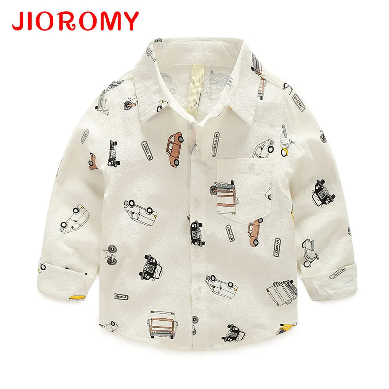 

JIOROMY Топы И Футболки для мальчиков 2019 осень с длинным рукавом мультфильм машина Печать лацканы хлопковые футболки для маленьких мальчиков д...