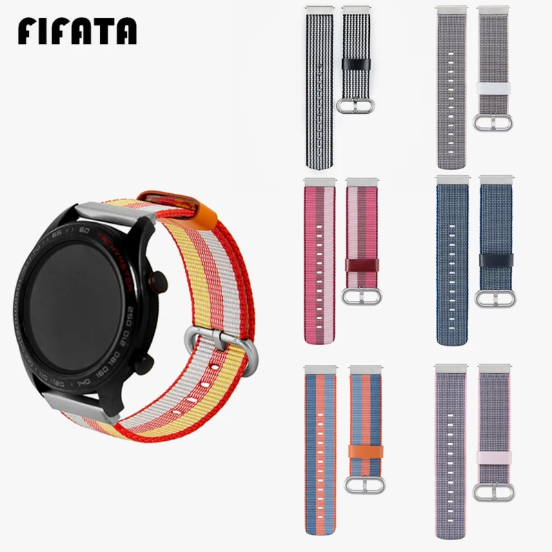 FIFATA 22 мм ремешок для часов Huawei Watch GT тканый нейлоновый спортивный сменный Браслет