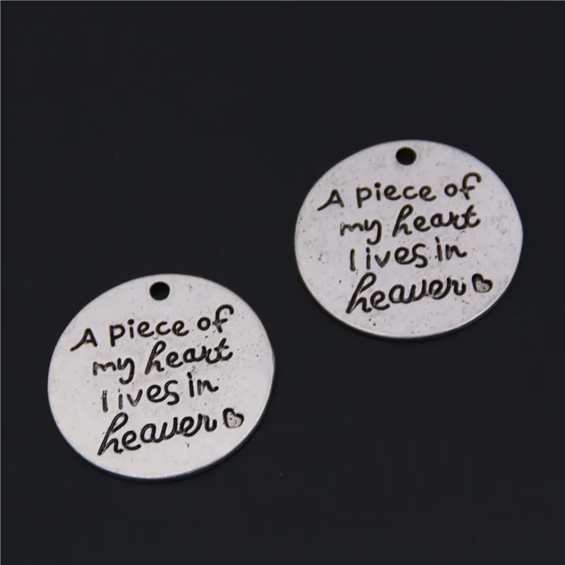 10pcs Silver Color Tone A Piece Of My Heart Lives In Heaven Pendants Words Message Charms Jewelry DIY Finding A75 | Украшения и