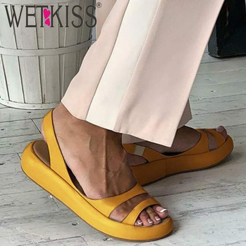 WETKISS/модные повседневные сандалии на плоской подошве Женские летние Обувь