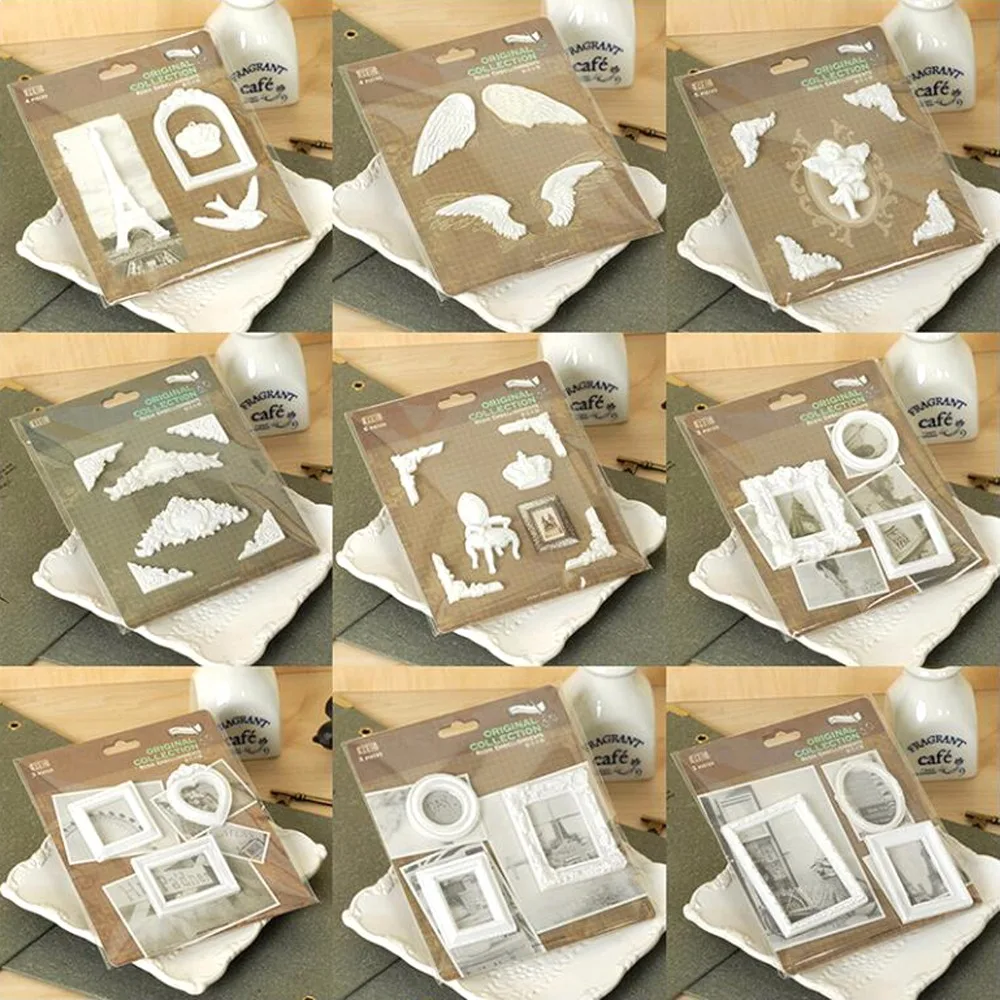 

Imitation gypsum white resin shapes embellishments for photo frame decoration