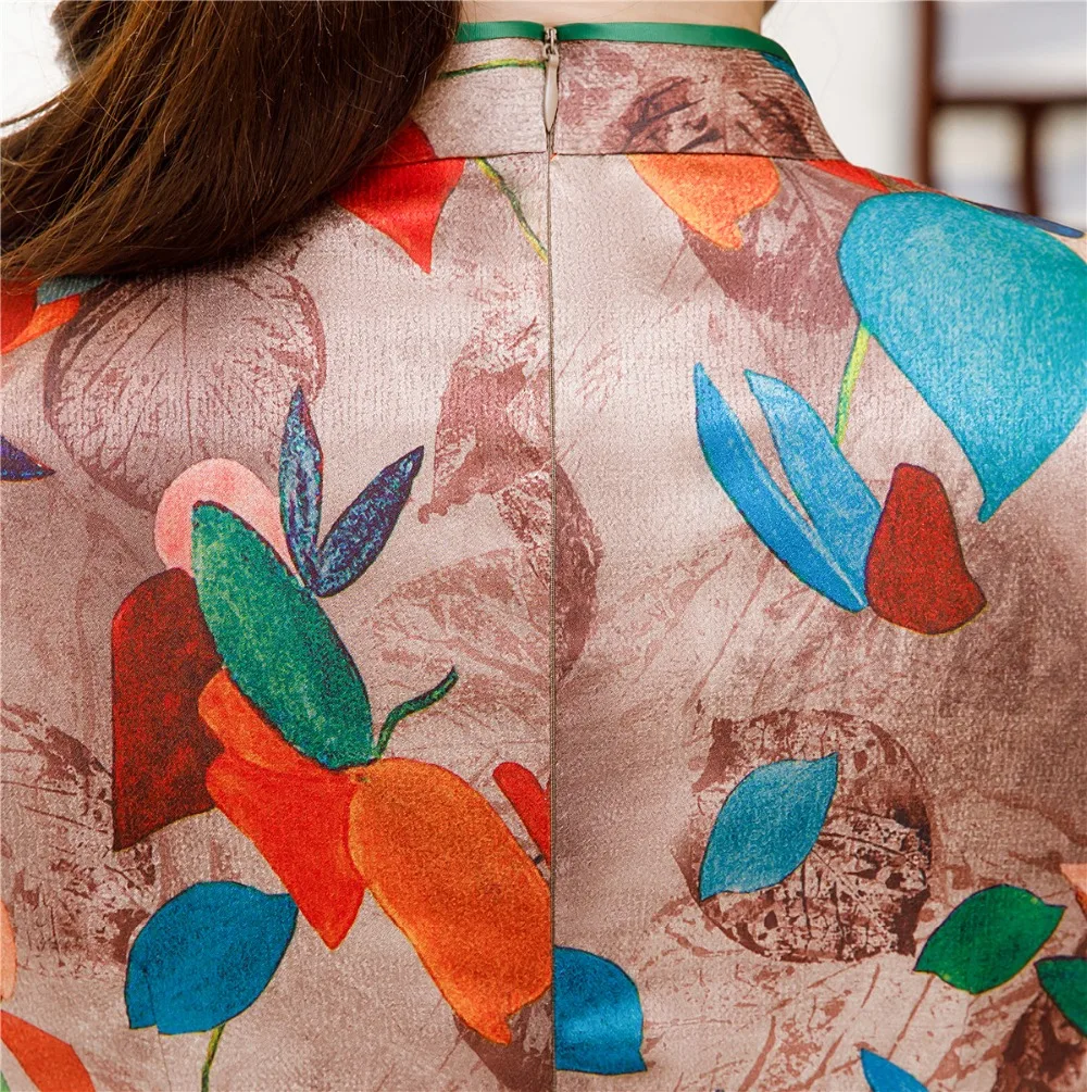 Шанхай история китайский стиль Платье До Колена Cheongsam цветочный Qipao восточное платье с коротким рукавом Вечерние платья для женщин