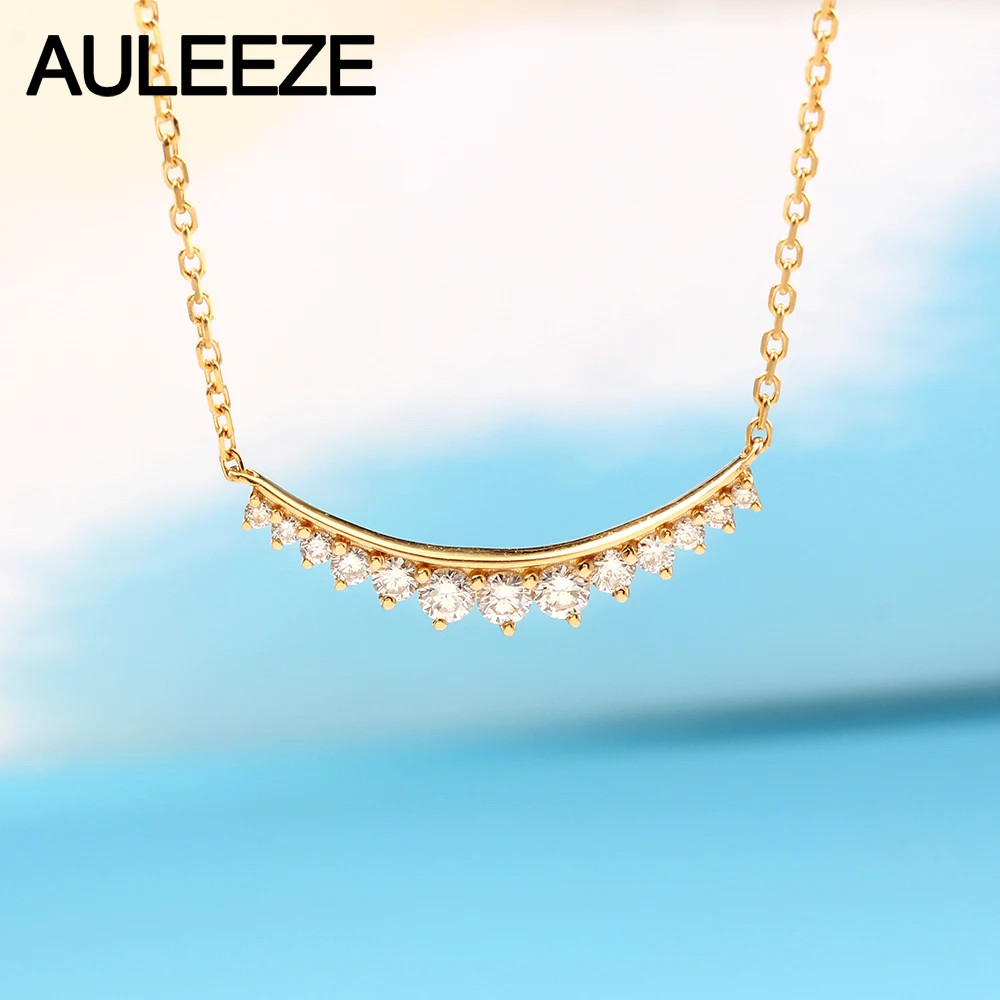 AULEEZE Lucky Smile 0,25 cttw настоящий бриллиант кулон 18 К желтого золота натуральный алмаз ожерелье для женщин вечерние ювелирные изделия