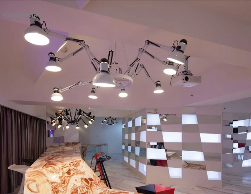 Американская Ретро промышленная Выдвижная железная люстра-паук креативная