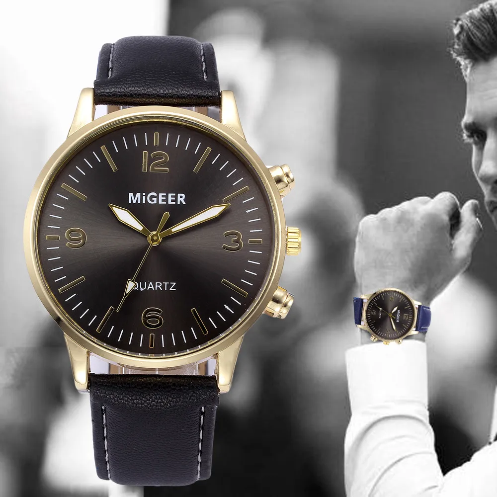 Часы наручные DISU мужские с кожаным ремешком деловые спортивные ВИНТАЖНЫЕ