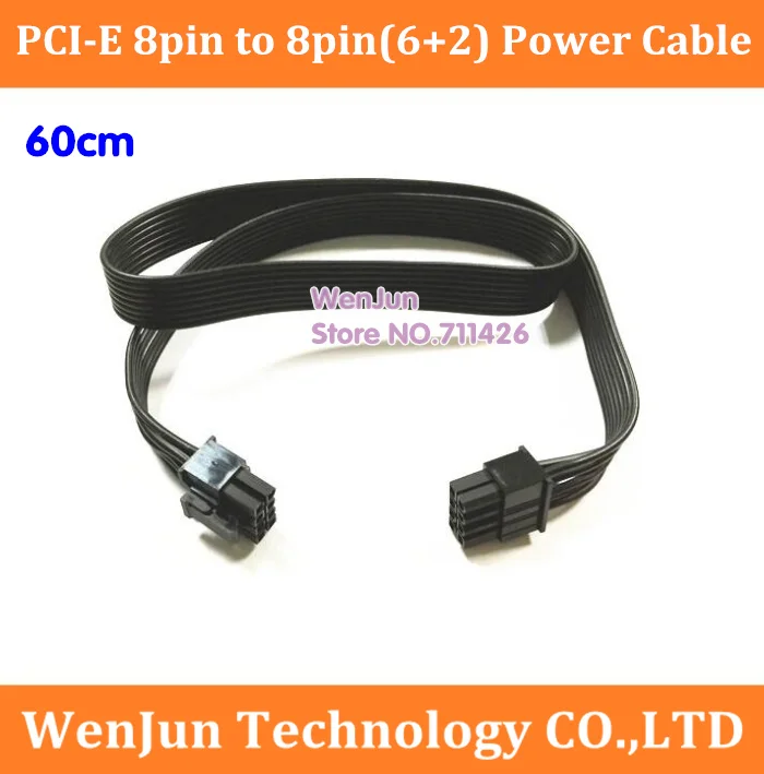 DHL /EMS Free Shipping 60CM PCI-E PCI Express 8 Pin to Magic Port 8Pin(2+6) Power Cable  8-pin Male to Male video card Cable