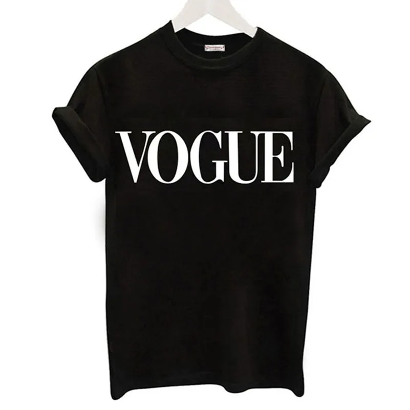 Женские топы с буквенным принтом Vogue супер летняя футболка женские черные белые