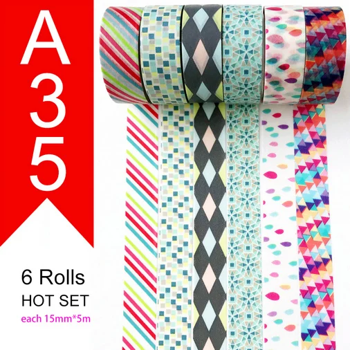 SET-A35 И купон васи лента, васи лента, акварель, опционально сочетание, распродажа, 9 стилей Наборы горячая Распродажа набор A30-A38 - Цвет: SET-A35