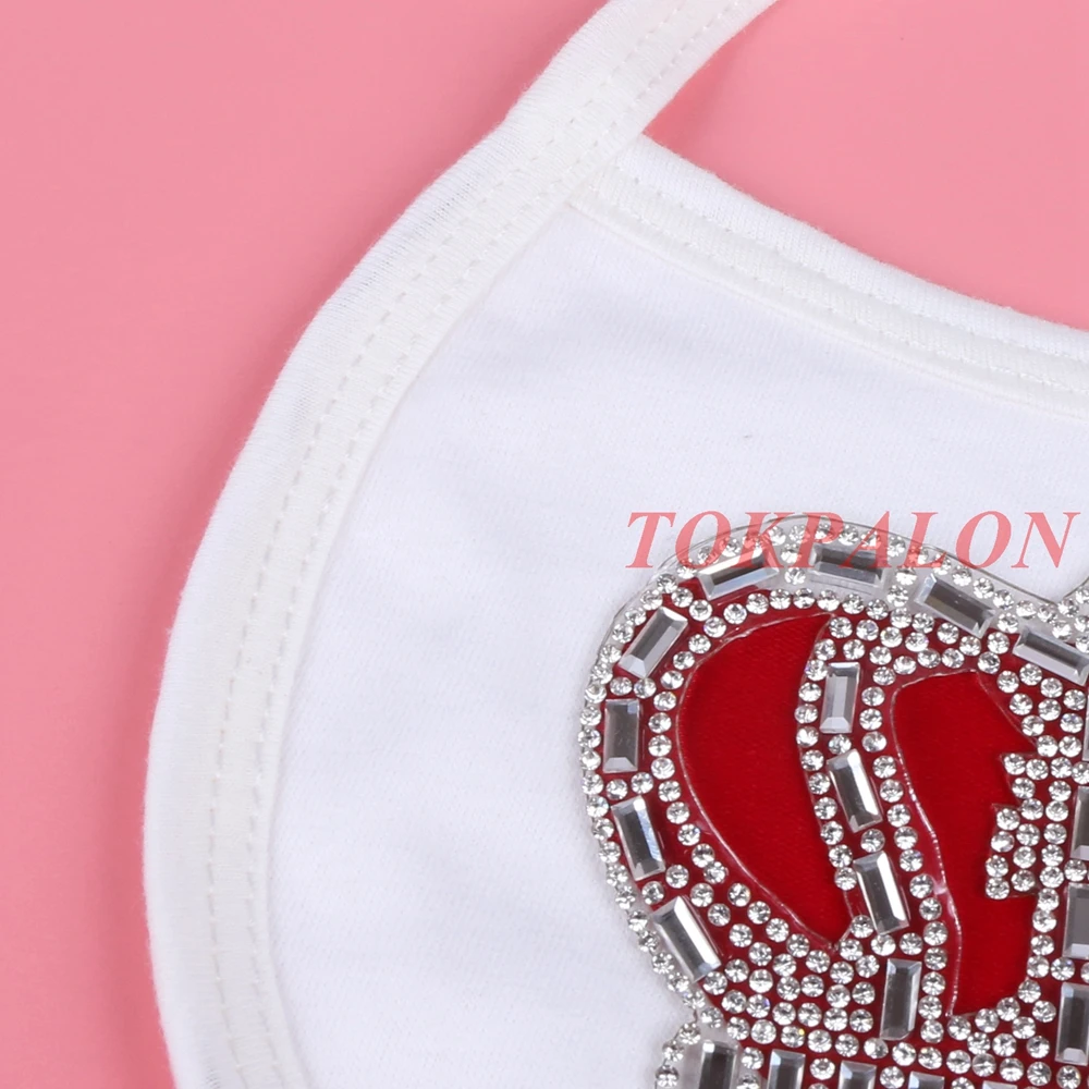 baby bibs burp cloths with rhinestone crown white color 100% cotton babador saliva towel | Детская одежда и обувь