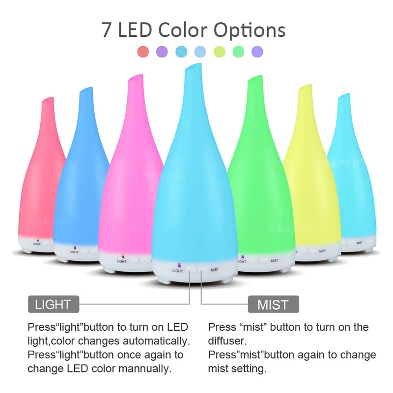 KBAYBO essential oil diffuser air humidifier cool mist maker aromatherapy 7 color led lights for home fogger with remote control | Бытовая