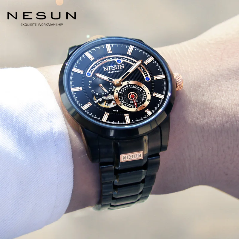 Роскошные спортивные механические часы Nesun мужские Модные Автоматические