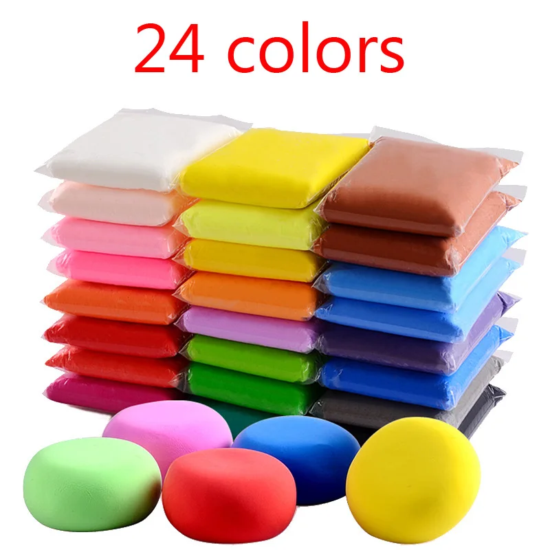 24 colors 24 цвета ручные детские игрушки «сделай сам» детский сад Лепка Полимерная глина слизи горка Лизун лизин Пластилин детские игрушки подарки - Цвет: 24 colors