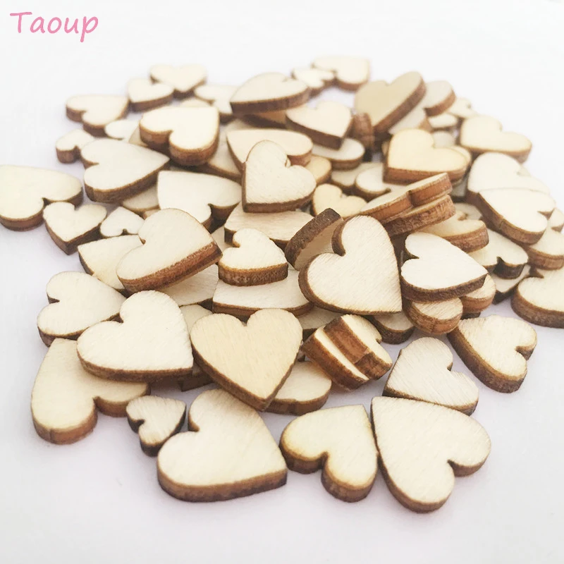 

Taoup 100Pcs/pack Love Heart Wooden Rustic Weddings & Events Party Wooden Buttons Scatter Scrapbooking Buttons Valentine's Day