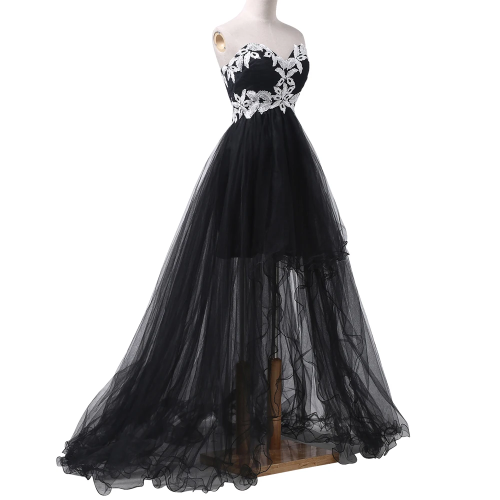 Черный длинное вечернее платье для официальных мероприятий 2021 Высокий Низкий