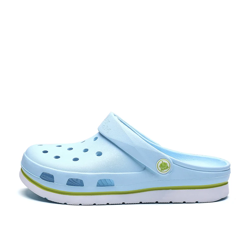 LIGHT BLUE Летние пляжные сандалии для мужчин; удобная обувь для влюбленных пар из ЭВА; мужские сандалии-сабо для сада; повседневная обувь для влюбленных - Цвет: LIGHT BLUE