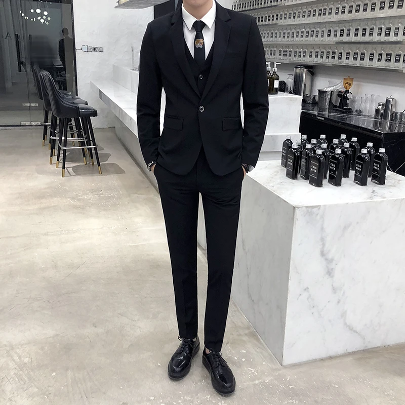 

2019 Arrived Fashion Men Suits Luxury Wedding Dress Formal Prom Suits Cool Tuxedo Suit Slim Fit 3 Pieces(Jacket+Vest+Pant) #519