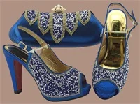 Royal blue Новинка года; комплект из обуви и сумки; женские итальянские вечерние туфли золотистого цвета с сумочкой в комплекте, украшенные камнями - Цвет: Royal blue