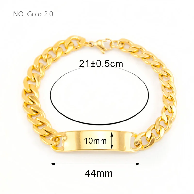 Мужской браслет из нержавеющей стали ID браслеты пустые для гравировки