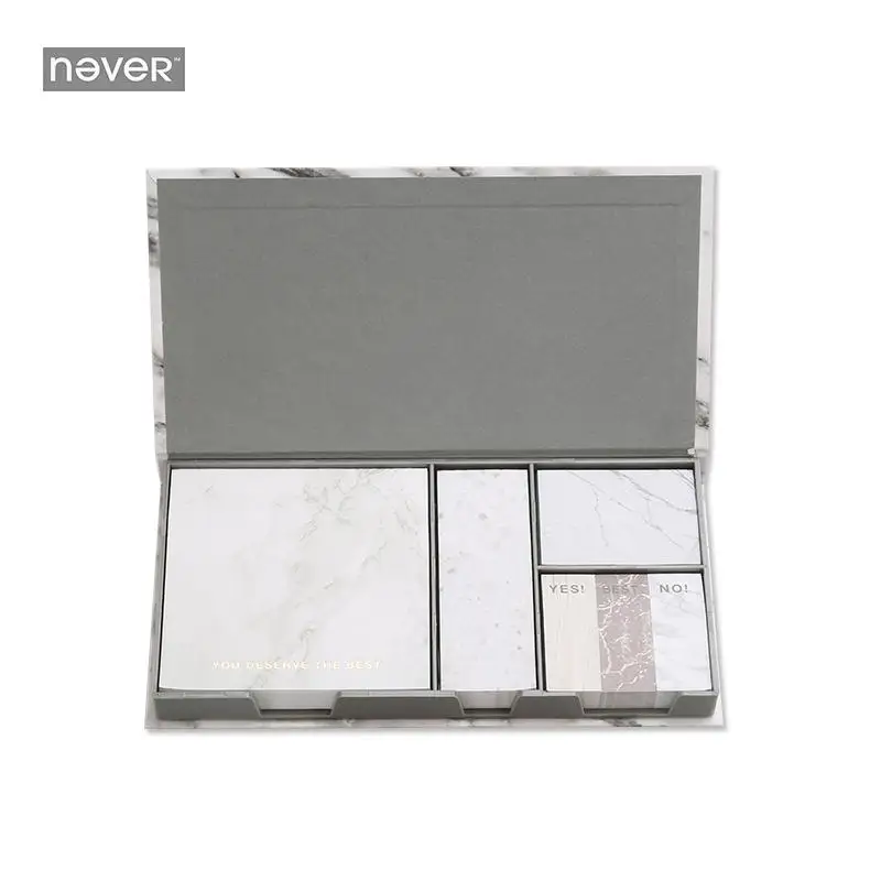 Серия Never marble, липкий блокнот для заметок, набор с клейкой коробкой, самоклеящаяся бумага, тренд, аксессуары для офиса, канцелярский магазин - Цвет: Marble Sticky Notes