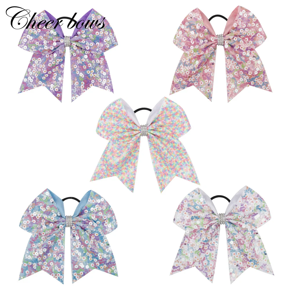 Аксессуары для волос Cheer Bows девочек радужная модель с эластичной повязкой